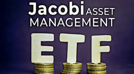 Jacobi Asset Management ETF logo met stapels munten op de achtergrond.