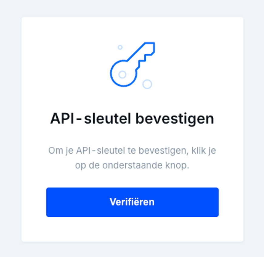 Bitvavo API Sleutel Verifieren Popup