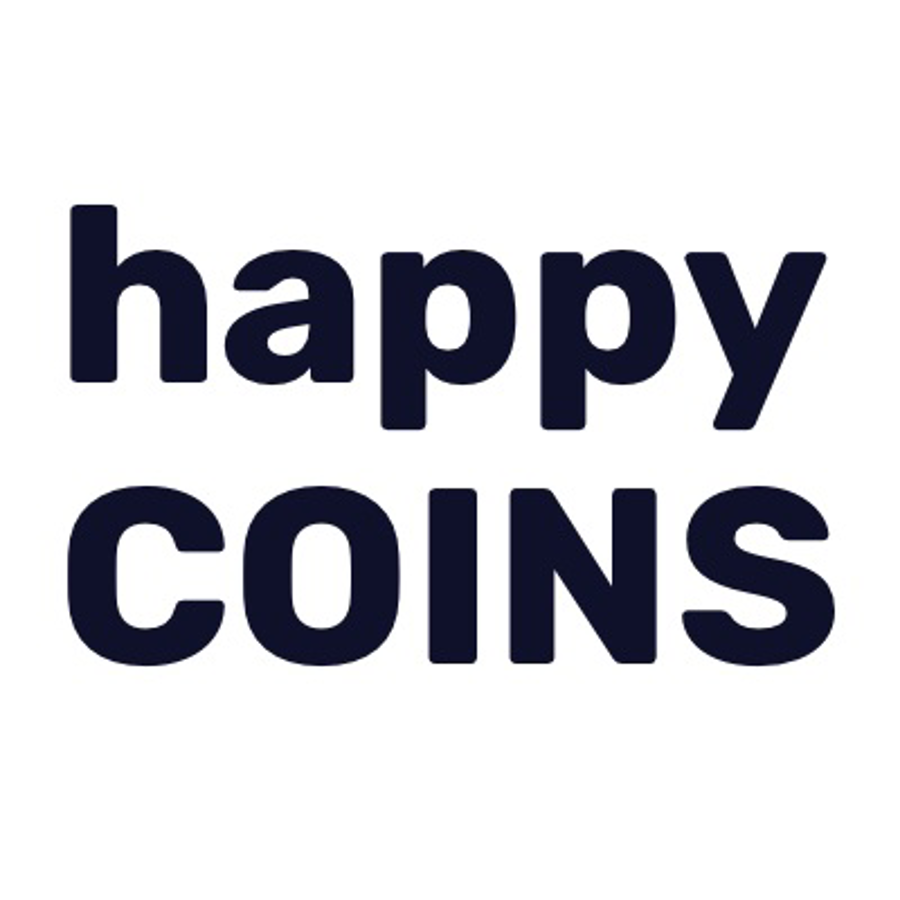 Het logo van Happy Coins