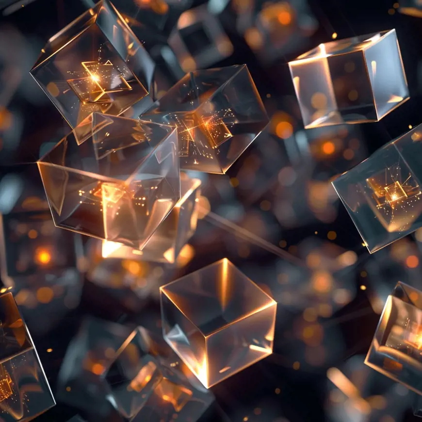 Illustratie van een blockchainblok met gegevens uit meerdere transacties.