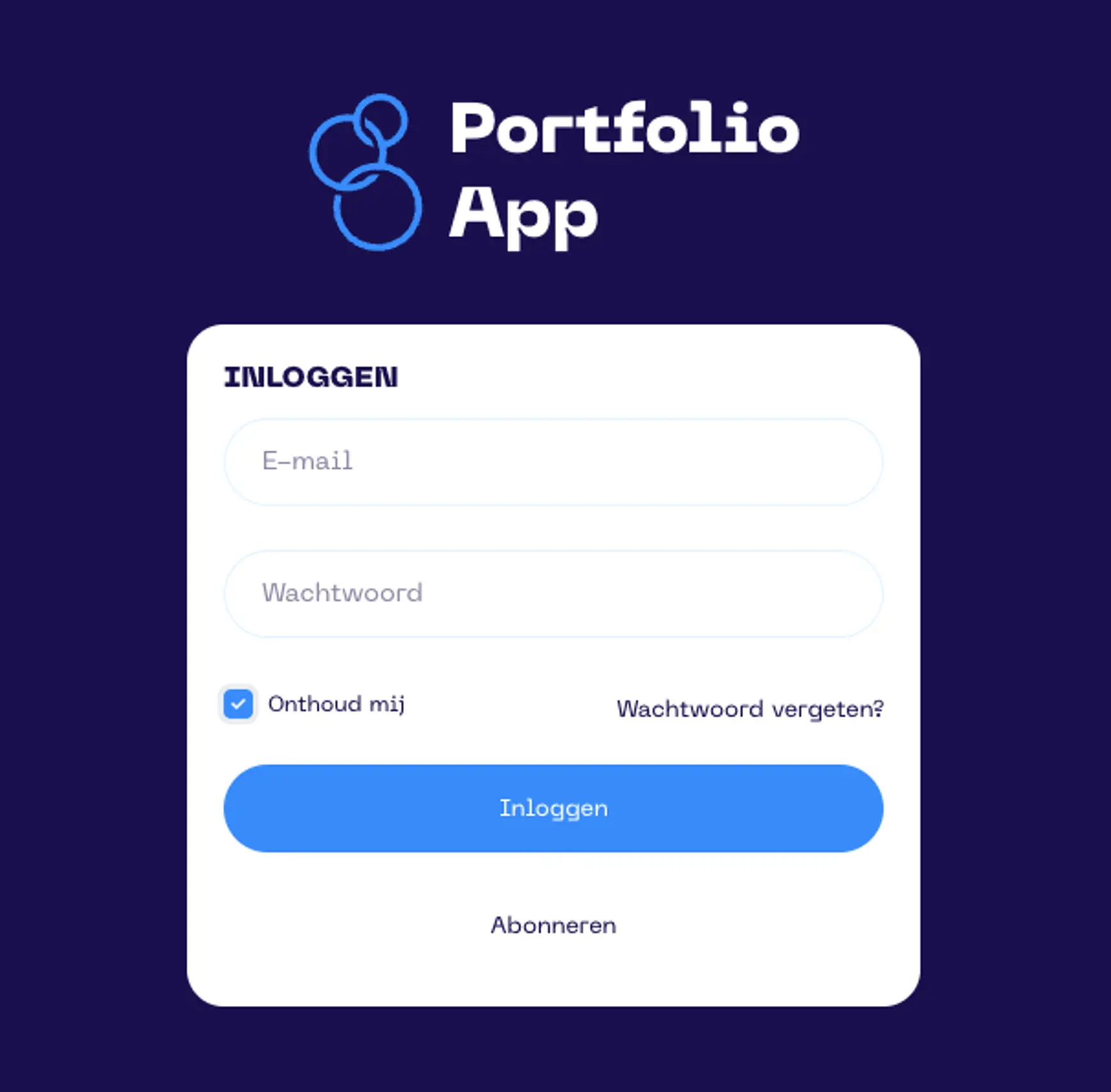 Portfolio App Inloggen Vinkje