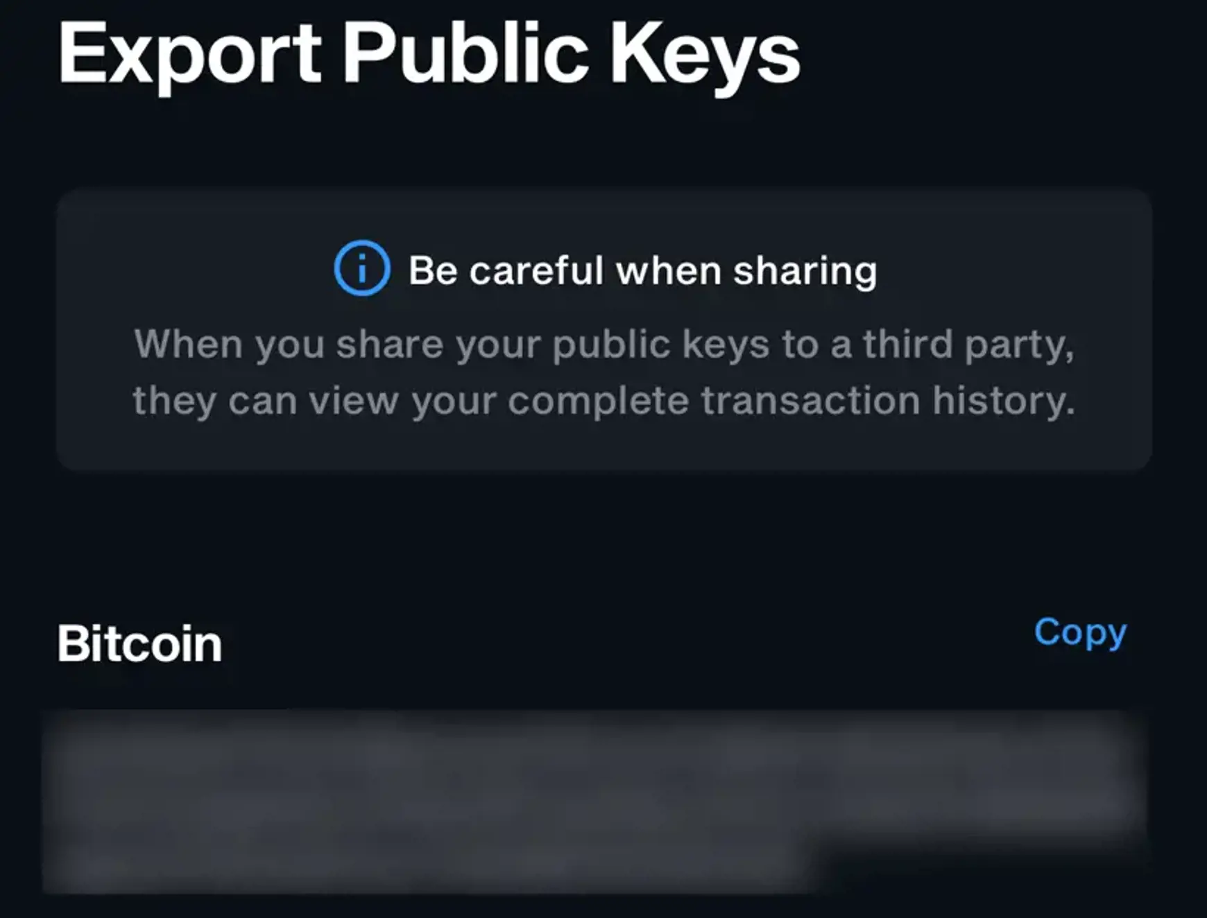 Screenshot van Ngrave app met lijst van public keys.