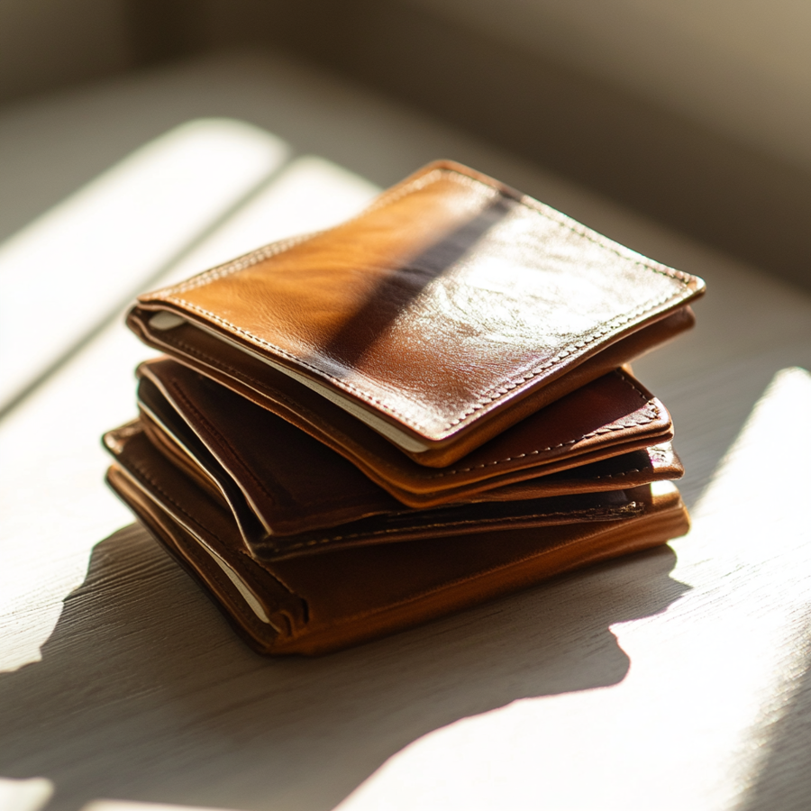 Een stapel portomonees